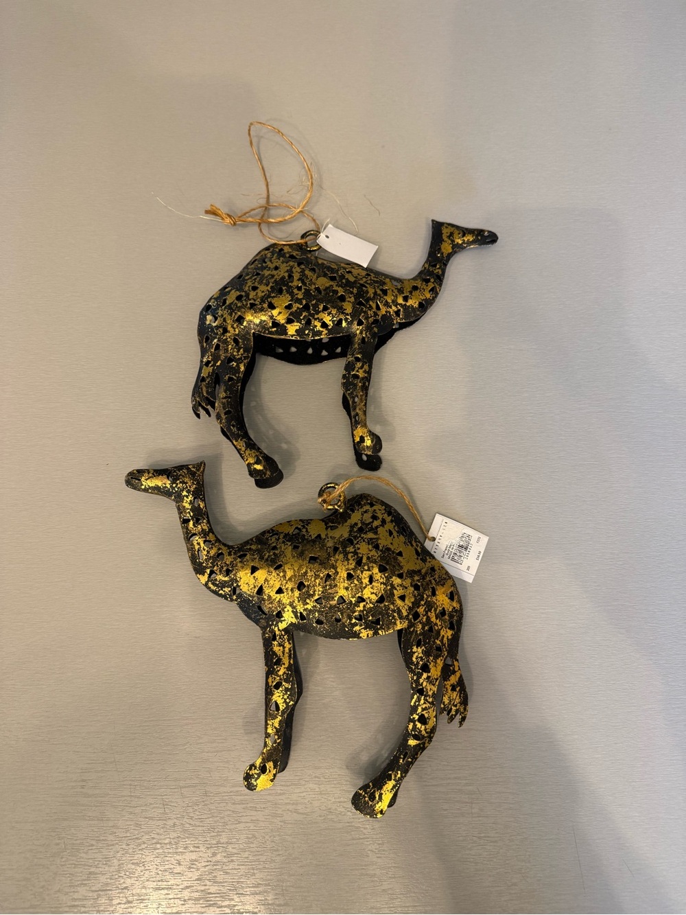 Pottery Barn Gold and Black Camel Ornaments - Set of 2